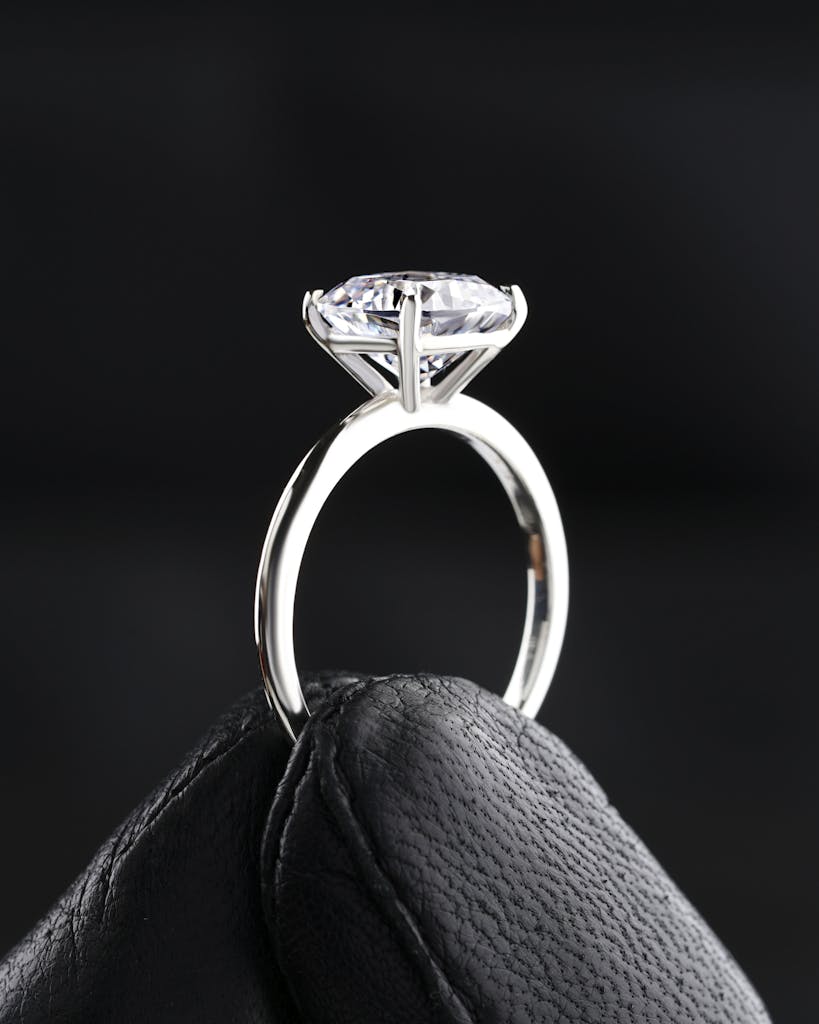A close-up shot of a diamond ring exuding elegance and luxury, perfect for engagement themes.